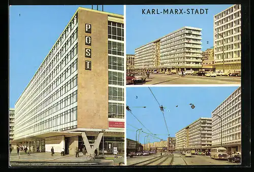 AK Karl-Marx-Stadt, Post, Strasse der Nationen