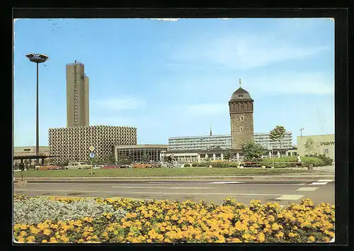 AK Karl-Marx-Stadt, Interhotel Kongress, Stadthalle und Roter Turm