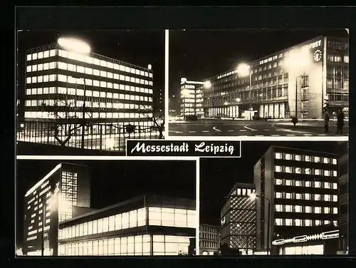 AK Leipzig, Hochhaus VEB Chemieanlagen, Hauptpost am Karl-Marx-Platz, Brühl