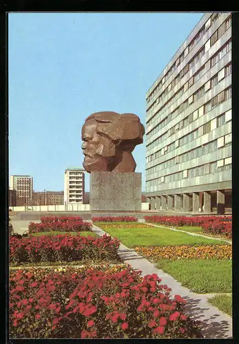 AK Karl-Marx-Stadt, Ortspartie am Karl-Marx-Monument