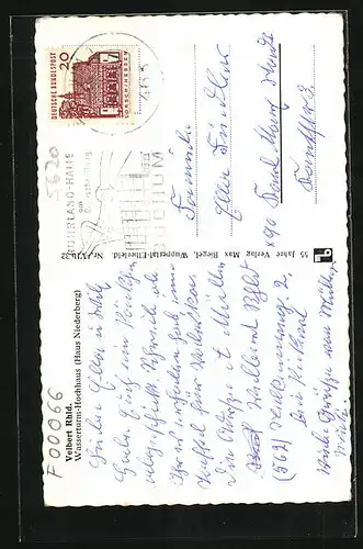 AK Velbert /Rhld., Wasserturm-Hochhaus, Haus Niederberg