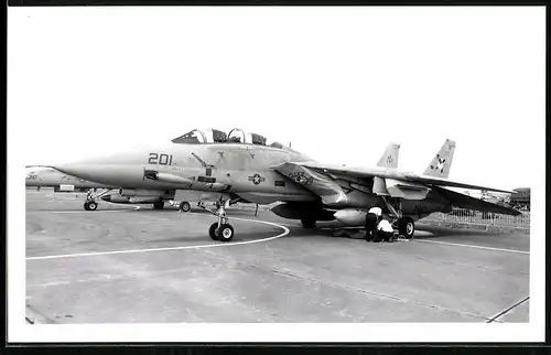 Fotografie Flugzeug Grumman F-14 Tomcat der US-Air Force Nr. 201 mit Staffelabzeichen