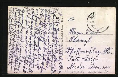 AK Diepholz, Strasse der SA mit Gasthaus und Drogerie