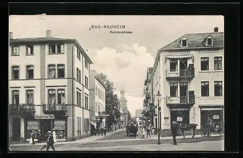 AK Bad-Nauheim, Reinhardstrasse mit Restaurant und Geschäften