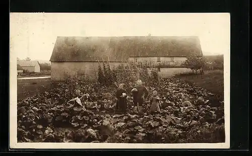 Foto-AK Altenschlirf, Ortspartie mit Bauernfamilie