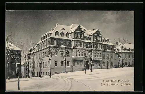 AK Oberwiesenthal /Erzgeb., Hotel Stadt Karlsbad im Winter