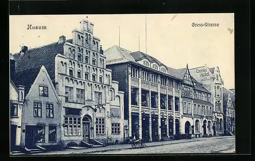 AK Husum, Gross-Strasse mit Thomas Hotel A. Freystatzky