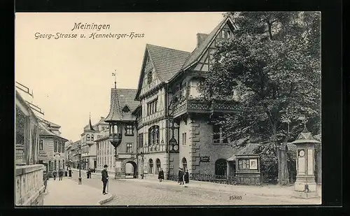 AK Meiningen, Georg-Strasse und Henneberger-Haus