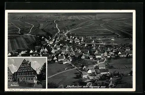 AK Schafhausen, Ortsansicht vom Flugzeug aus, Rathaus