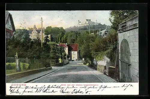 AK Coburg, Blick von der oberen Leopoldstrasse auf die Veste