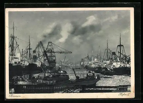 AK Bremen, Ansicht vom Hafen
