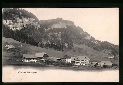 AK Schangnau, Ansicht der Ortschaft Wald mit Bergpanorama