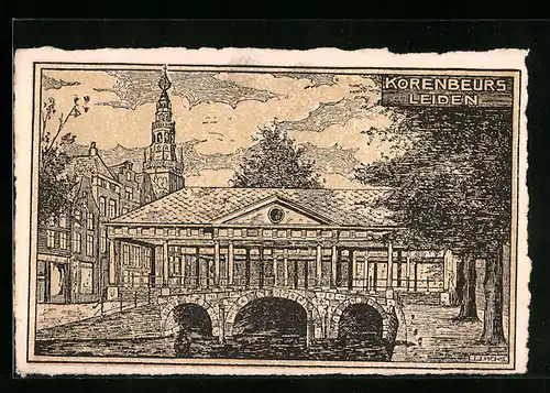 Künstler-AK Leiden, Korenbeurs