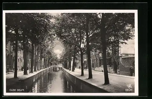 AK Delft, Flusspartie mit Bäumen