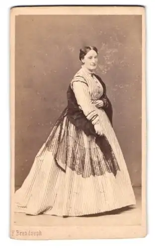 Fotografie F. Brandseph, Stuttgart, Frau Mathilde Schauber-Fischer im hellen Kleid mit Tüllüberwurf