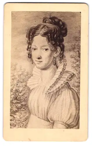 Fotografie T. Bergmann, Berlin, Portrait Frau Zeck im Kleid mit Locken, 1882