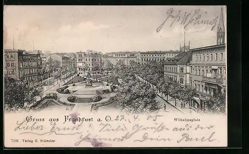 AK Frankfurt a. O., Wilhelmsplatz aus der Vogelschau