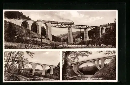 AK Ramsen, Eistalbrücke am Stumpfwald, Bockbachbrücke, Dreibrunnerthalbrücke