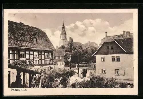 AK Ponitz S.-A., Ortspartie mit Kirche