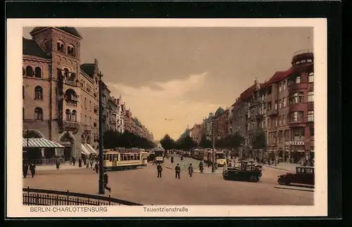 AK Berlin-Charlottenburg, Blick auf die Tauentzienstrasse, Strassenbahn