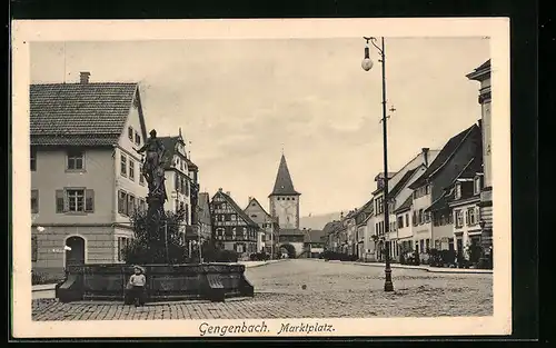 AK Gengenbach, Marktplatz mit Brunnen