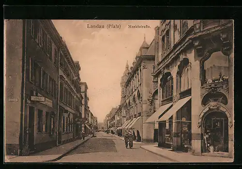 AK Landau /Pfalz, Blick in die Marktstrasse