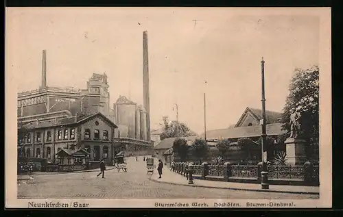 AK Neunkirchen /Saar, Stummsches Werk, Hochöfen, Stumm-Denkmal