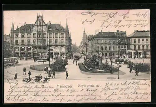 AK Hannover, Reges Treiben auf dem Aegydienthorplatz