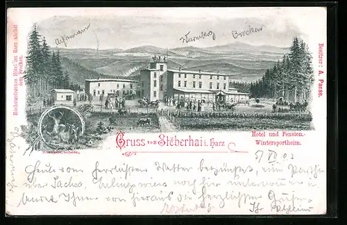 Lithographie Stöberhai i. Harz, Hotel und PensionStöberhai, Bes. A. Panse