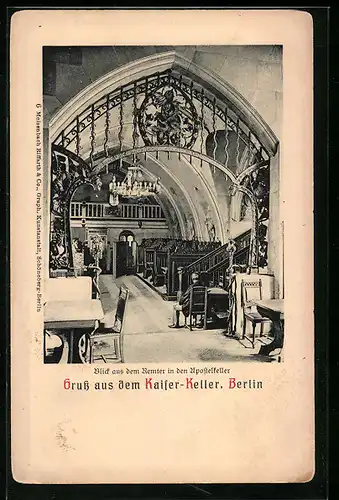 AK Berlin, Gasthaus Kaiser-Keller, Blick aus dem Remter in den Apostelkeller