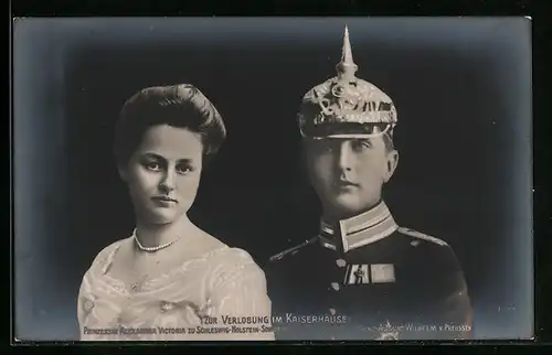 AK Verlobung von Prinzessin Alexandra Victoria und Prinz August Wilhelm von Preussen
