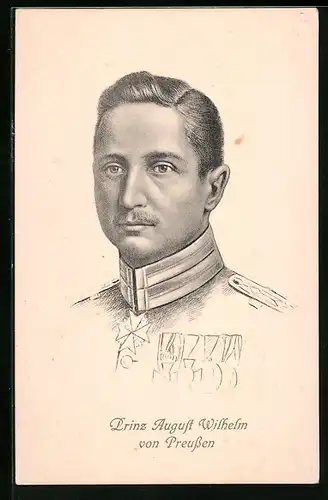 Künstler-AK Prinz August Wilhelm von Preussen mit Uniformjacke
