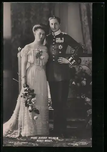 AK Prinz August Wilhelm von Preussen nebst seiner Braut