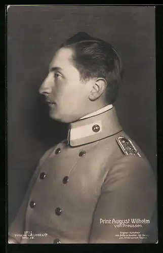 AK Prinz August Wilhelm von Preussen im Seitenprofil und mit Uniform