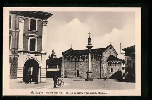 AK Gallarate, Piazza Vitt. Em. - Chiesa S. Pietro (Monumento Nazionale)