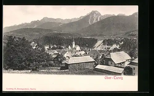 AK Ober-Tarvis, Ortspartie mit Bergen