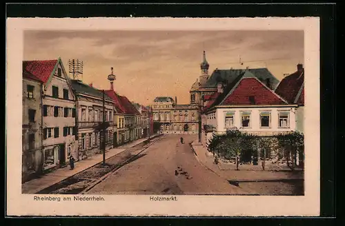 AK Rheinberg am Niederrhein, Holzmarkt mit Bäumen