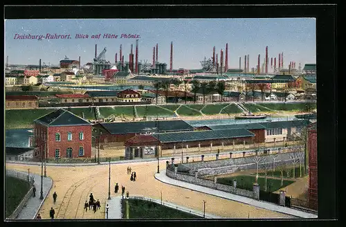 AK Duisburg-Ruhrort, Blick auf Hütte Phönix