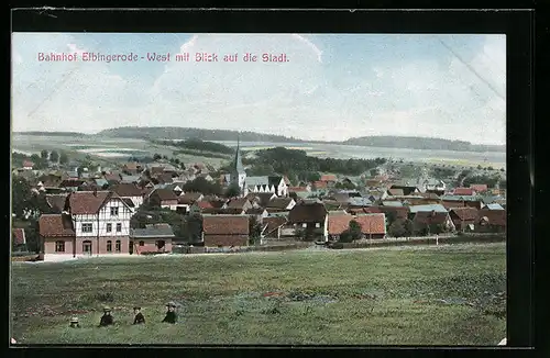 AK Elbingerode, Bahnhof West mit Blick auf die Stadt