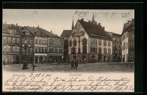 AK Mittweida, Partie am Marktplatz