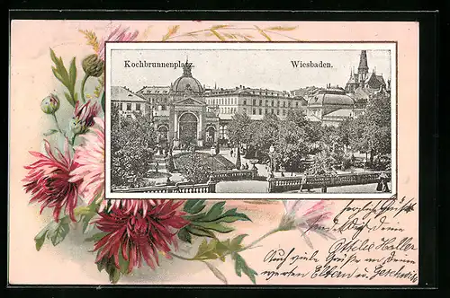 AK Wiesbaden, Partie am Kochbrunnenplatz