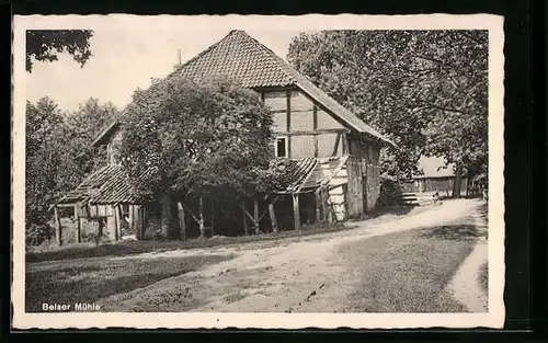 AK Belsen, Mühle, Ortspartie mit Fachwerkhaus