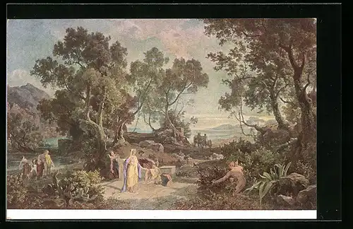 Künstler-AK Fr. Preller's Odyssee-Landschaften, Odysseus naht sich der Nausikaa, Sage