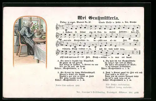 Lied-AK Anton Günther Nr. 37: Bildnis Anton Günthers Grossmutter, Mei Grussmütterla