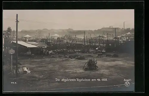 AK Die abgebrannte Dresdener Vogelwiese am 2.8.1909