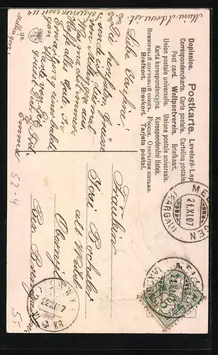 Präge-AK Liebe, Allegorie, Hübsche Dame mit langen Haaren