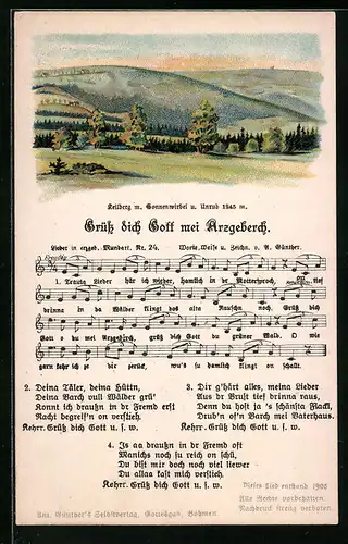 Lied-AK Anton Günther Nr. 24: Grüss dich Gott mei Arzgeberch