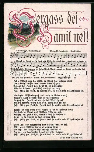 Lied-AK Anton Günther Nr. 47: Vergass dei Hamit net