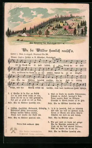 Lied-AK Anton Günther Nr. 30: Wu da Wälder hamlich rausch`n