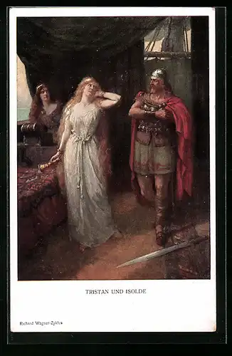 Künstler-AK Richard-Wagner-Zyklus, Tristan und Isolde im Gemach